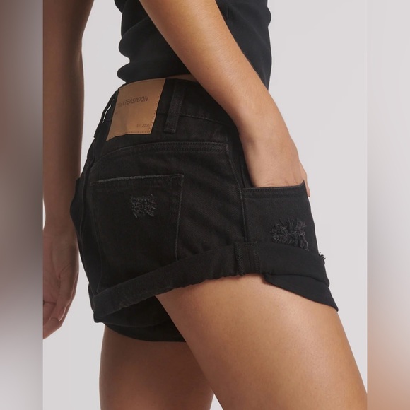 One Teaspoon Fox Black Bandit Jean Shorts - Picture 1 of 6